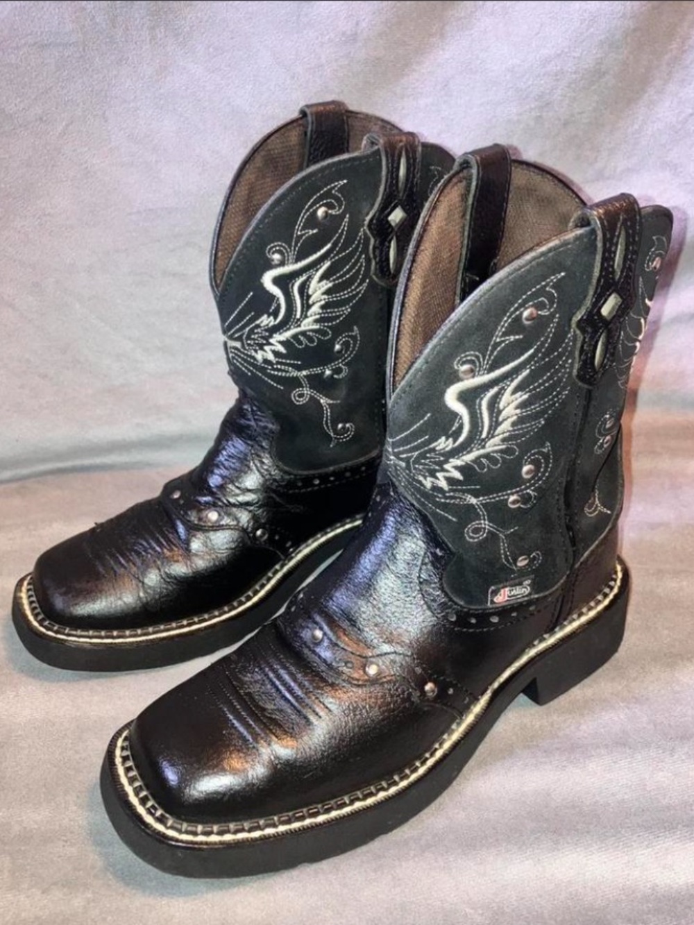 Justin Gypsy Black Leather Boots Excellent Condition